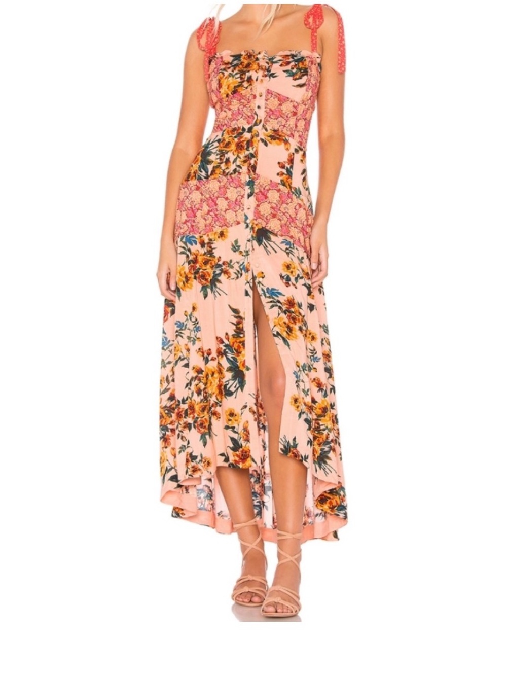 Free People Lover Boy Floral High-Low Maxi Dress, Size 6